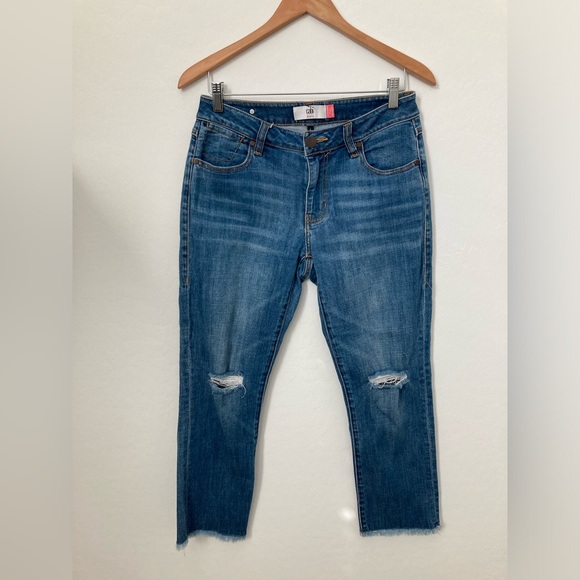 Cabi Cropped High Waist Straight Leg Raw Hem Jeans Size 4 - Picture 1 of 6